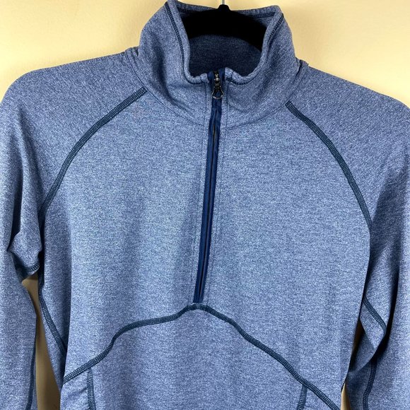Lululemon Kriss Cross 1/2 Heathered Blue Gray Half-zip workout Sweatshirt 6 - Picture 6 of 12